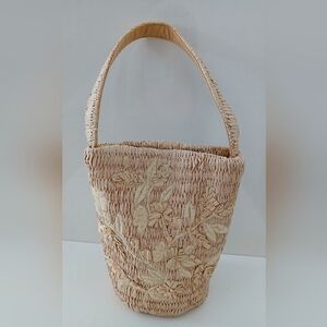 Zara Beige Woven Tote Bag/ Crossbody Bag With Silver Chain. NWT